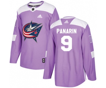 Adidas Blue Jackets #9 Artemi Panarin Purple Authentic Fights Cancer Stitched NHL Jersey