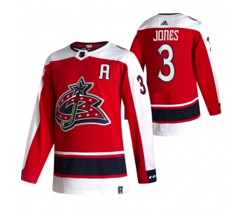 Columbus Blue Jackets #3 Seth Jones Red Men's Adidas 2020-21 Reverse Retro Alternate NHL Jersey