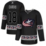 Men's Columbus Blue Jackets #18 Pierre-Luc Dubois Black Team Logos Fashion Adidas Jersey