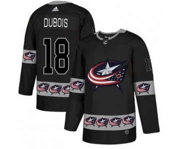 Men's Columbus Blue Jackets #18 Pierre-Luc Dubois Black Team Logos Fashion Adidas Jersey