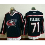 Men's Columbus Blue Jackets #71 Nick Foligno Navy Blue Home Stitched NHL Reebok Hockey Jersey