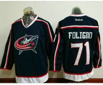 Men's Columbus Blue Jackets #71 Nick Foligno Navy Blue Home Stitched NHL Reebok Hockey Jersey