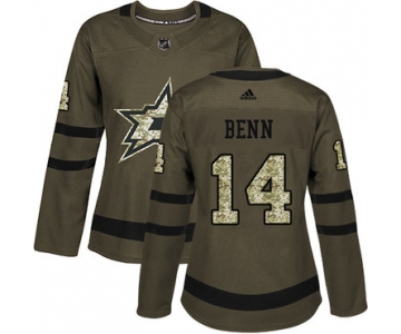 Adidas Dallas Stars #14 Jamie Benn Green Salute to Service Women's Stitched NHL Jersey