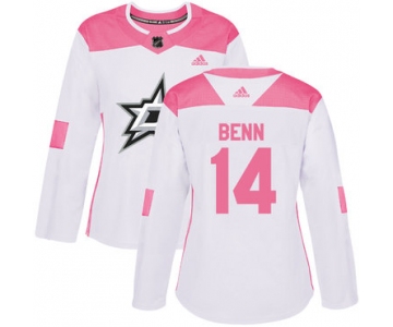 Adidas Dallas Stars #14 Jamie Benn White Pink Authentic Fashion Women's Stitched NHL Jersey