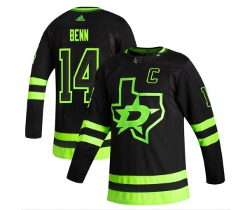 Dallas Stars #14 Jamie Benn Black Men's Adidas 2020-21 Reverse Retro Alternate NHL Jersey