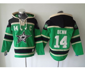 Men's Dallas Stars #14 Jamie Benn Old Time Hockey Green Hoodie