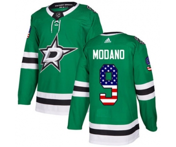 Adidas Dallas Stars #9 Mike Modano Green Home Authentic USA Flag Youth Stitched NHL Jersey