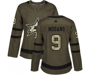 Adidas Dallas Stars #9 Mike Modano Green Salute to Service Women's Stitched NHL Jersey