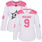 Adidas Dallas Stars #9 Mike Modano White Pink Authentic Fashion Women's Stitched NHL Jersey