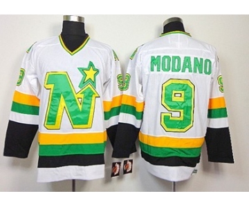 Dallas Stars #9 Mike Modano White Throwback CCM Jersey