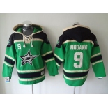 Men's Dallas Stars #9 Mike Modano Old Time Hockey Green Hoodie