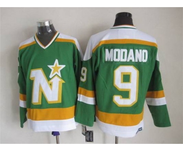 Men's Minnesota North Stars #9 Mike Modano 1978-79 Green CCM Vintage Throwback Jersey