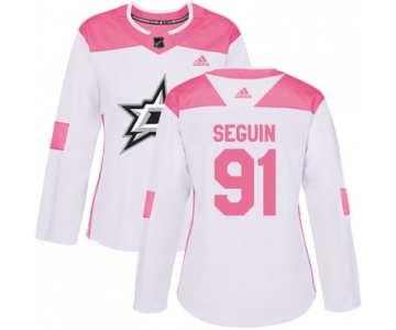 Adidas Dallas Stars #91 Tyler Seguin White Pink Authentic Fashion Women's Stitched NHL Jersey