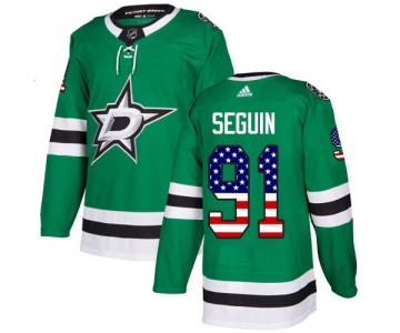 Adidas Stars #91 Tyler Seguin Green Home Authentic USA Flag Stitched NHL Jersey