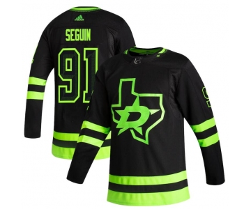 Dallas Stars #91 Tyler Seguin Black Men's Adidas 2020-21 Reverse Retro Alternate NHL Jersey