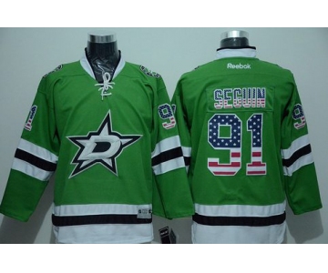 Men's Dallas Stars #91 Tyler Seguin Green USA Flag Hockey Jersey