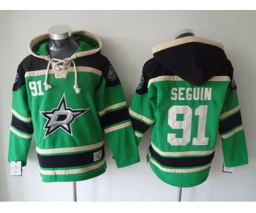 Men's Dallas Stars #91 Tyler Seguin Old Time Hockey Green Hoodie