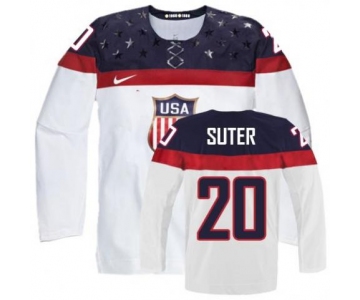 2014 Olympics USA #20 Ryan Suter White Jersey