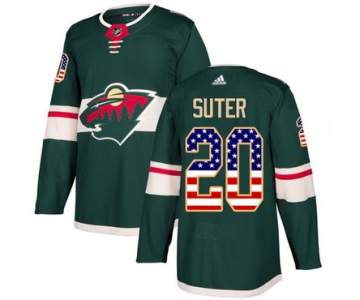 Adidas Minnesota Wild #20 Ryan Suter Green Home Authentic USA Flag Stitched Youth NHL Jersey