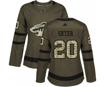 Adidas Minnesota Wild #20 Ryan Suter Green Salute to Service Women's Stitched NHL Jersey