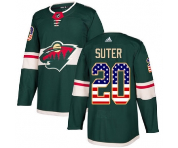 Adidas Wild #20 Ryan Suter Green Home Authentic USA Flag Stitched NHL Jersey