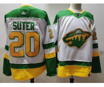 Men's Minnesota Wild #20 Ryan Suter 2021 White Retro Stitched NHL Jersey