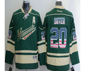 Men's Minnesota Wild #20 Ryan Suter Reebok Green Alternate NHL USA Flag Fashion Jersey