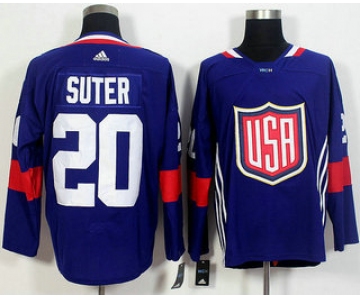 Men's Team USA #20 Ryan Suter Navy Blue 2016 World Cup of Hockey Game Jersey