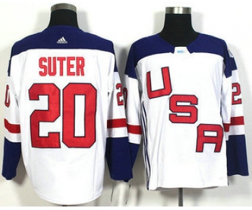 Men's Team USA #20 Ryan Suter White 2016 World Cup of Hockey Game Jersey