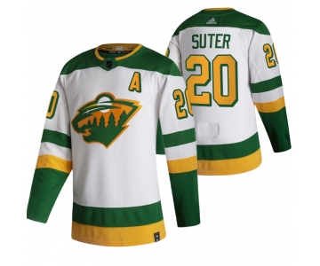 Minnesota Wild #20 Ryan Suter White Men's Adidas 2020-21 Reverse Retro Alternate NHL Jersey