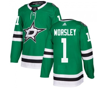 Adidas Dallas Stars #1 Gump Worsley Green Home Authentic Stitched NHL Jersey