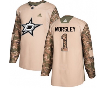 Adidas Stars #1 Gump Worsley Camo Authentic 2017 Veterans Day Stitched NHL Jersey