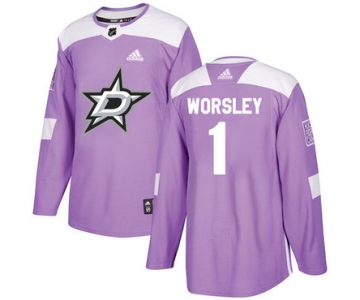 Adidas Stars #1 Gump Worsley Purple Authentic Fights Cancer Stitched NHL Jersey