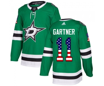 Adidas Stars #11 Mike Gartner Green Home Authentic USA Flag Stitched NHL Jersey