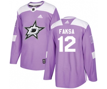 Adidas Stars #12 Radek Faksa Purple Authentic Fights Cancer Stitched NHL Jersey