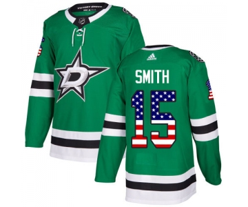 Adidas Stars #15 Bobby Smith Green Home Authentic USA Flag Stitched NHL Jersey