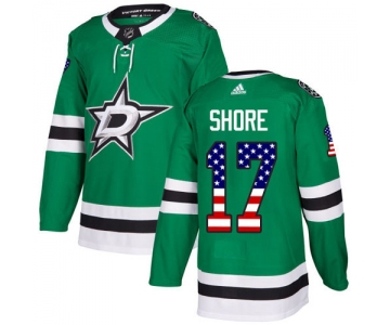 Adidas Stars #17 Devin Shore Green Home Authentic USA Flag Stitched NHL Jersey