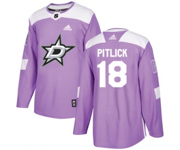 Adidas Stars #18 Tyler Pitlick Purple Authentic Fights Cancer Stitched NHL Jersey