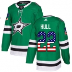 Adidas Stars #22 Brett Hull Green Home Authentic USA Flag Stitched NHL Jersey