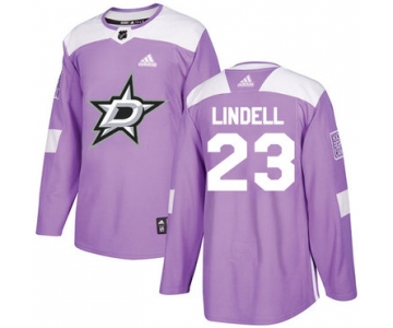 Adidas Stars #23 Esa Lindell Purple Authentic Fights Cancer Stitched NHL Jersey