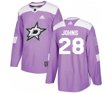 Adidas Stars #28 Stephen Johns Purple Authentic Fights Cancer Stitched NHL Jersey