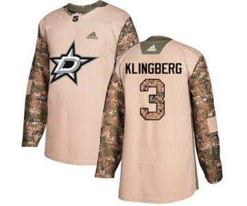 Adidas Stars #3 John Klingberg Camo Authentic 2017 Veterans Day Stitched NHL Jersey