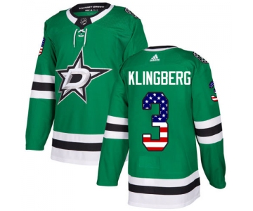 Adidas Stars #3 John Klingberg Green Home Authentic USA Flag Stitched NHL Jersey