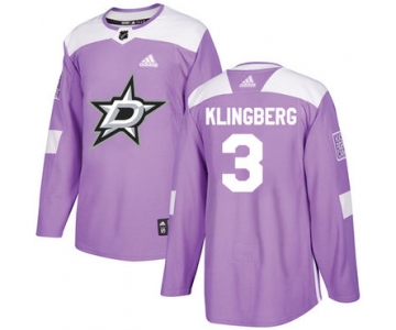 Adidas Stars #3 John Klingberg Purple Authentic Fights Cancer Stitched NHL Jersey