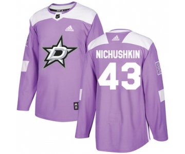 Adidas Stars #43 Valeri Nichushkin Purple Authentic Fights Cancer Stitched NHL Jersey