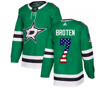 Adidas Stars #7 Neal Broten Green Home Authentic USA Flag Stitched NHL Jersey