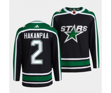 Men's Dallas Stars #2 Jani Hakanpaa 2022 Balck Reverse Retro 2.0 Stitched Jersey