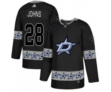 Men's Dallas Stars #28 Stephen Johns Black Team Logos Fashion Adidas Jersey