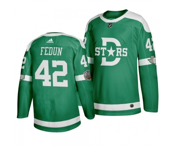 Men's Dallas Stars 42 Taylor Fedun Green 2020 Winter Classic Adidas Jersey