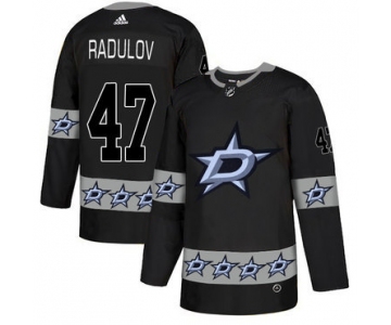 Men's Dallas Stars #47 Alexander Radulov Black Team Logos Fashion Adidas Jersey